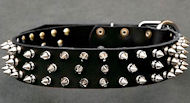 Black Spiked Leather Dog Collar for every day walking dogs
