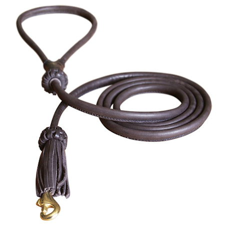 Fashion Rolled Leather Dog Leash 4 foot Round lead for all dogs