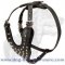Walking Leather Dog Harness with Padded Y-shaped Chest Plate and Stunning Studs