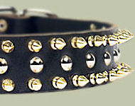 Black Leather Spiked Studded Dog Collar for DOG