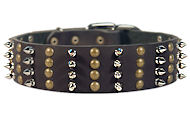 All dogs Spike Studded Collar 2 2/5 inch wide Leather Studs collar