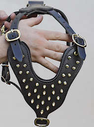 Leather spiked body dog harness -best spiked custom dog harness