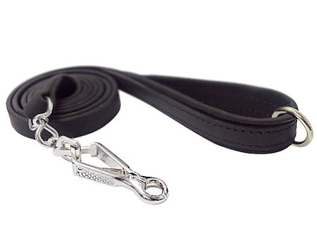Top Canine Flat Leather Leash in 6 FT with Quick Release Snap Hook
