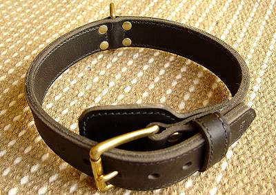 Two ply leather agitation dog collar--C33NH