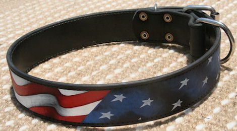 Best Custom Painted Leather Collar in the American Flag