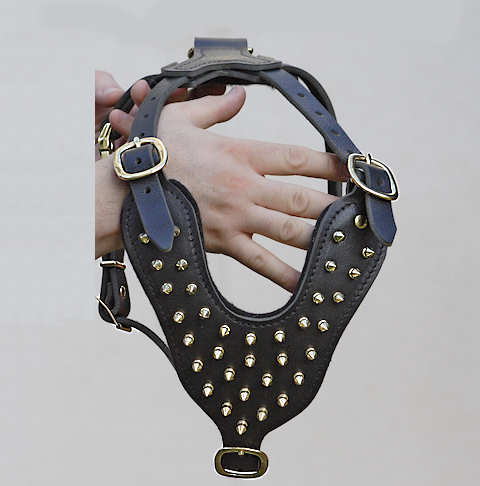 Leather Spiked Body Dog Harness - Click Image to Close