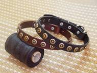 Gorgeous Leather Dog Collar With Dotted Circles
