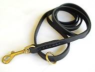 Handcrafted leather dog leash width 1/2 inch with brass plated fittings